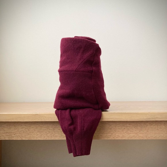 joodito 100% cashmere sweater wrap preppy tie scarf burgundy maroon dark red - Picture 9 of 12